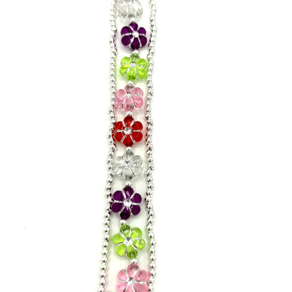 HAND CRAFTED Beaded Flower Bracelet Multi Colored - Picture 6 of 9